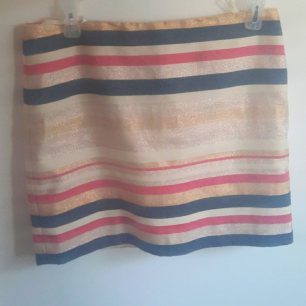 J Crew Preppy Gold with Stripes Skirt size 2